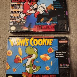 Super Nintendo Complete yoshis cookie 
And complete Super Nintendo cleaning kit 
Both Complete cartridges are both in Excellent condition And working 