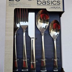 Mikasa Gourmet Basics Contempo 20-Piece Stainless Steel Flatware Set – New in Box
