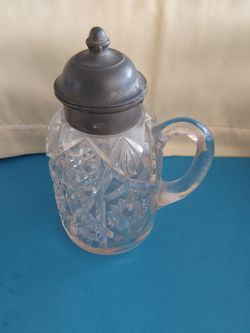 Antique Victorian Glass Syrup Pitcher EAPG