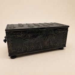 Iron Art Denmark Bronze Jewelry Box King Valdemar Dannebrog Casket Vintage
