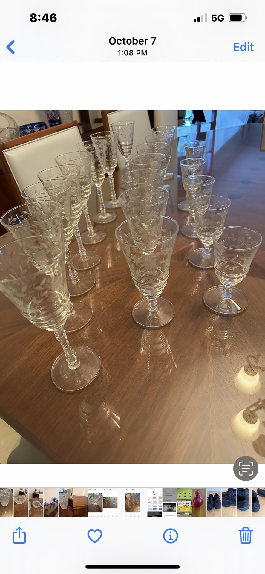 HAND CUT Crystal Glasses-20 Of Them-3-sizes