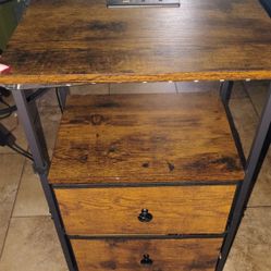 Charging Station Night Stand With 2 Drawers & Loghts