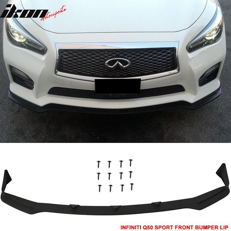 Fits 2014-2017 Infiniti Q50 Q50S Sport T Style Front Bumper Lip Spoiler Splitter Unpainted PU