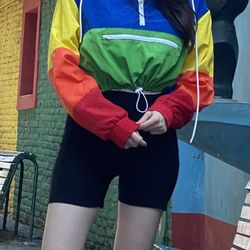 Forever 21 Rainbow-Colored ‘80s Hoodie Windbreaker