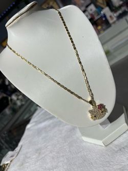 Cadena 18”pulgadas y medalla de largo Oro laminado