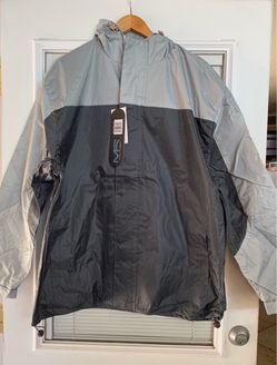 Mack Russo Men’s XL Hooded Windbreaker Jacket Gray Black Colorblock NWT