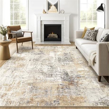 Area Rugs 9x12 Living Room: Washable Large Abstract Modern Soft Rugs Stain Resistant Indoor Floor Non Slip Accent Carpet for Bedroom Nursery Playroom 