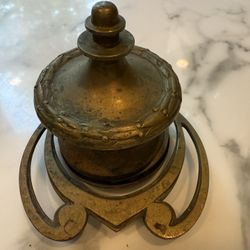 Antique Brass Inkwell