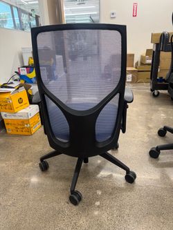 Blue mesh office chair adjustable arms