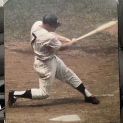 Rare Mickey Mantle 15 X 19 Wooden Wall Plaque 