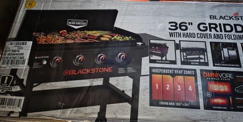 Blackstone Original Outdoor Griddle, 36 Inch 4-Burner Flat Top Grill with Hard Cover, Black