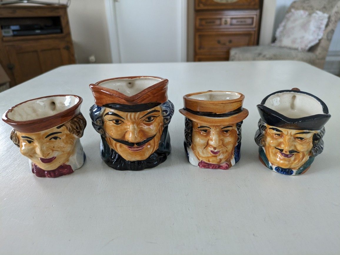 Four Vintage Toby Mugs~Made In Occupied Japan