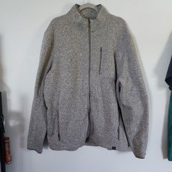 LL Bean Mens Grey Fleece Full Zip Jacket Zip Pockets Outdoor Size XXL Tall 