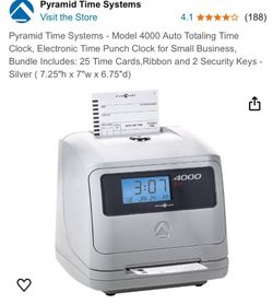 Pyramid Time Systems Model:4000 Auto Totaling Time Clock For Employees To Clock At The Business