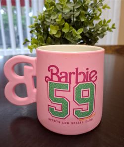 Mattel Barbie "59" Sports & Social Club 21oz Pink Ceramic Mug - Iconic "B" Handle