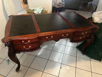 Hand carved mahogany executive desk