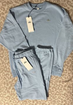 Alo Sky Blue Crewneck Sweater and Sweatpants Set $150 **READ DESCRIPTION**