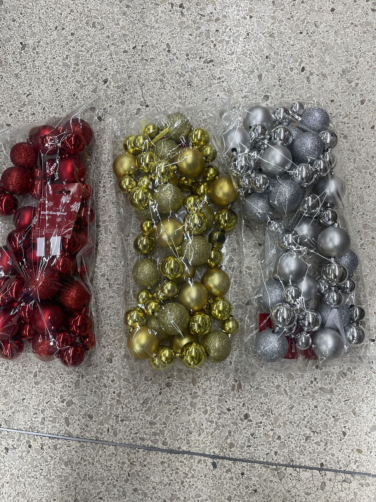 Brand New, Unopened Set of Christmas Ornaments, Red, Gold, Silver