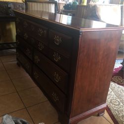 Brown Dresser With Nightstand And Mirror