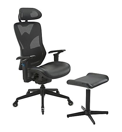 RS Gamingâ„¢ Eonix Ergonomic Mesh/Vegan Leather High-Back Active Chair & Footstool, Black/Blue