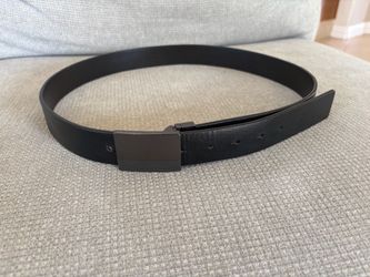Black Leather Belt with Square Buckle