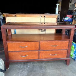 Console Cabinet with 4 Drawers & glass topping
