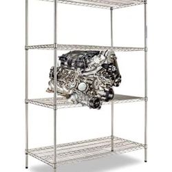 Alera SW504824SR Industrial Heavy-Duty Wire Shelving Kit, 4-Shelf, 48w X 24d X 72h, Silver