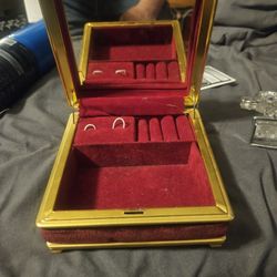 Vintage Centurion Music Jewelry Box 5" Square Maroon Velvet Mirror Gift Cute GZ