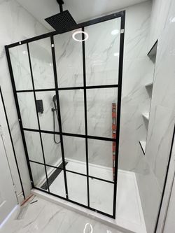 Brand New Black Grid Shower Partition