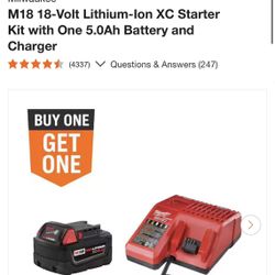 Brand New 2 5.0 Batteries With Charger 