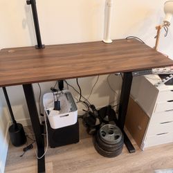 Walnut Electric Standing Computer Desk