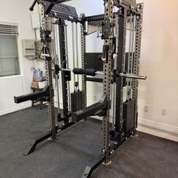 PRO SERIES Ultimate 3-1 Half Rack Functional Trainer w/Smith Machine Bar Bundle | 400lb Stack | Gym Equipment | Fitness | Commercial | Squat Rack 