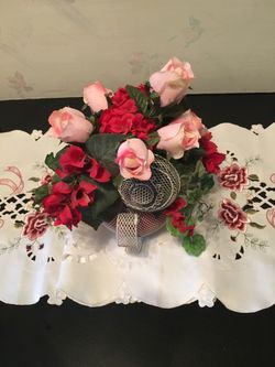 Romantic mesh basket with the Roses, home decor, Mother's Day gift
