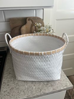 Large white storage basket $10