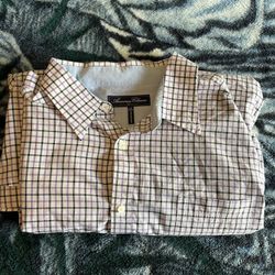 American Classics XXL White/Purple Plaid Button Up Shirt