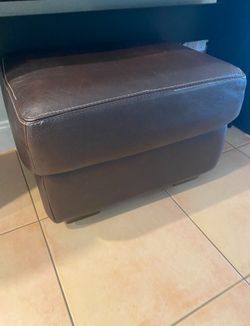 Brown Leather Ottoman
