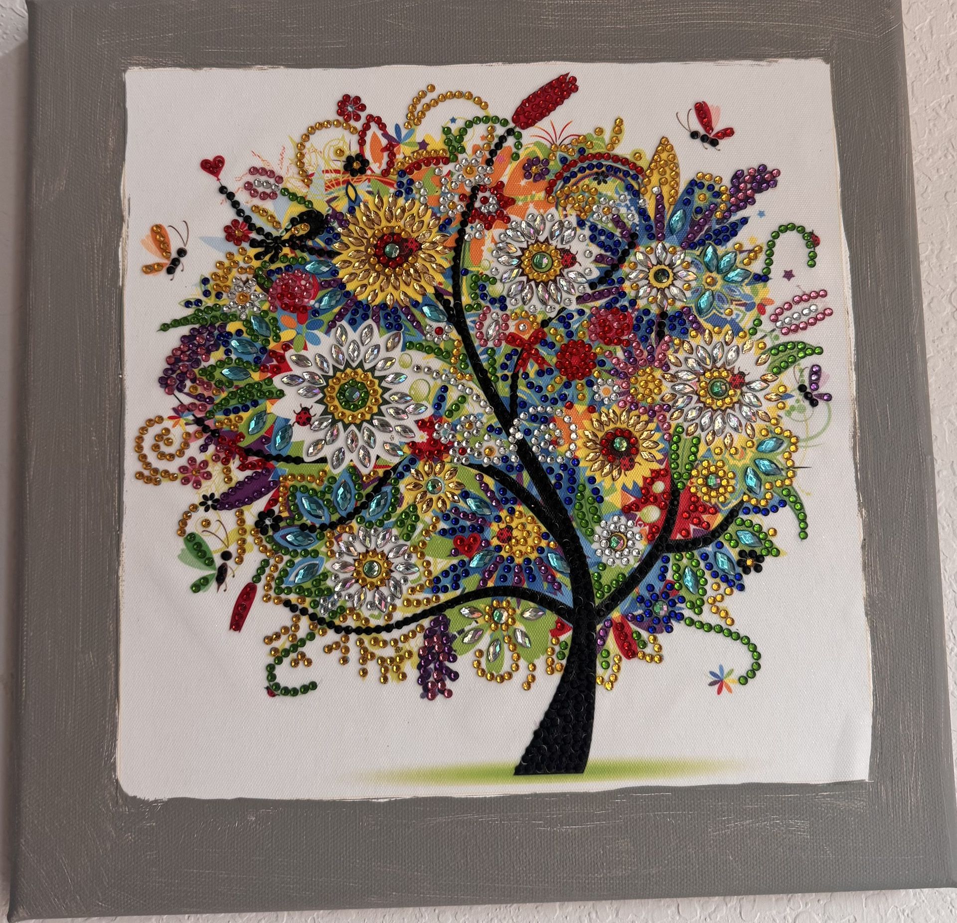 Colorful Gemstone Tree Art – Handcrafted Canvas