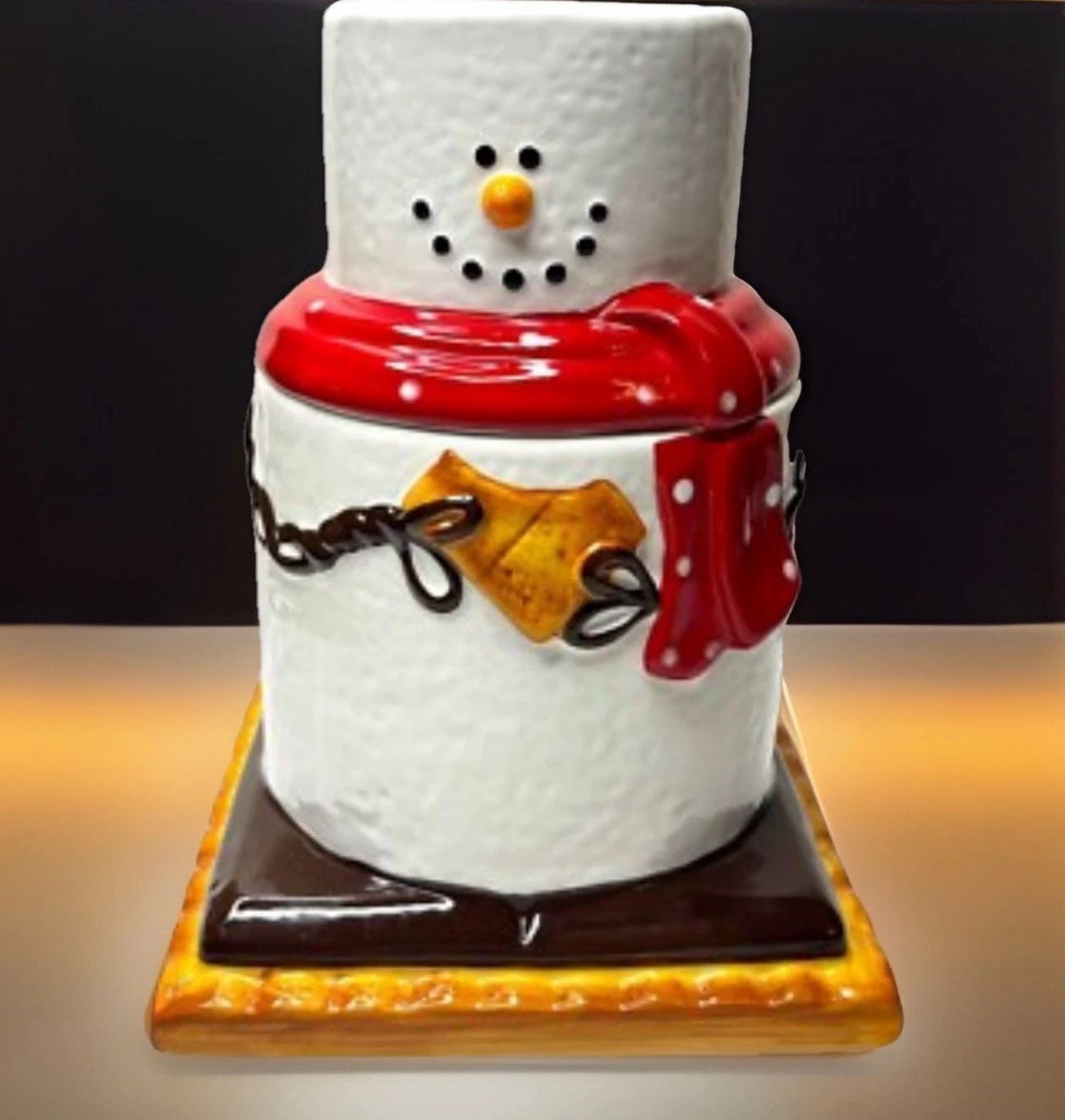 Cookie Jar 2019 Original S’mores By Ganz Winter Holiday Snowman Santa Christmas