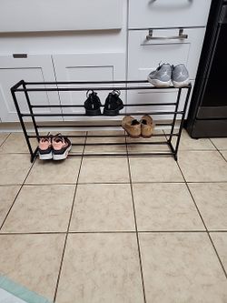 Brown Metal  Plastic 4Tier Freestanding Shoe Rack Holds 11-15 Pairs Modern Style