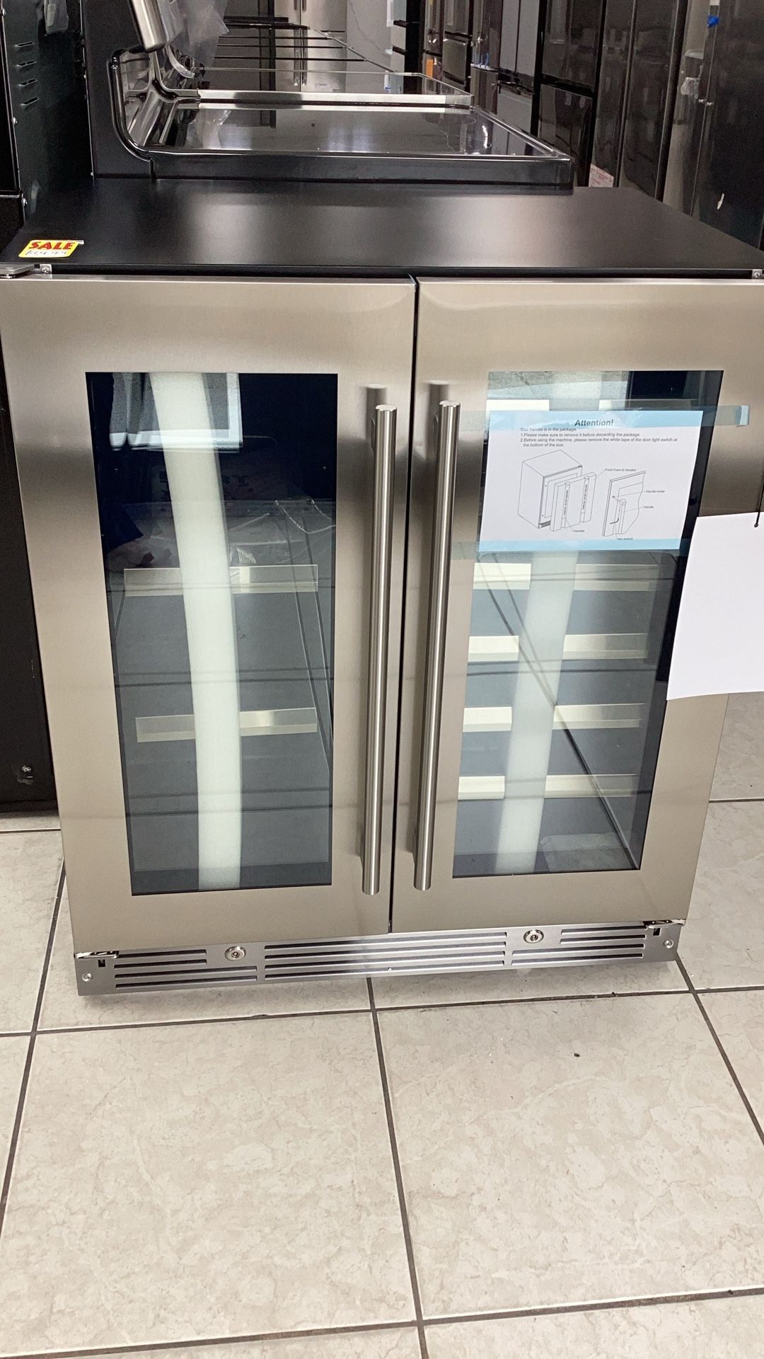 30 INCHES DUAL ZONE FRENCH DOOR BEVERAGE CENTER WITH WINE RACKS STAINLESS STEEL XO