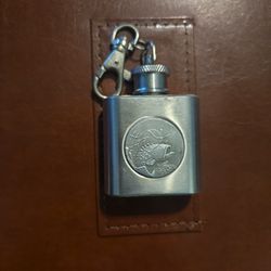 1oz. Stainless Steel Mini Flask Keychain Fish Emblem