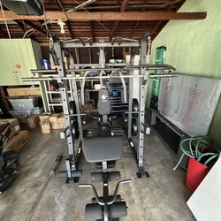 Vesta Fitness Smith Machine 1001 w/Bench Attachment | 230lb Bumpers Olympic Weights | 7ft Olympic Bar | Fitness | Gym Equipment | FREE DELIVERY 🚚 