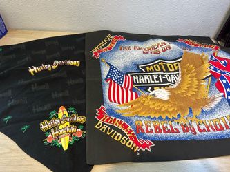 Two Harley Davidson Motorcycles Eagle Bandanas Hankerchief Hawaii Eagle Flags Design