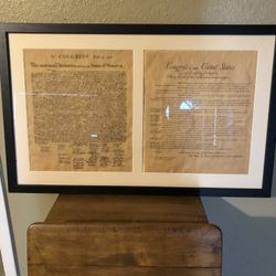 Framed Declaration Of The United States And Bill Of Rights.