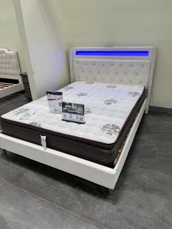 New queen bed frame with mattress