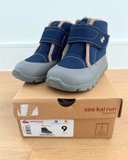 New in box, See Kai Run Blake Blue Boots, 9 T, Water Repellant, Insulated