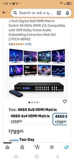 J-Tech Digital 4K 60Hz 8x8 HDMI Matrix Switcher