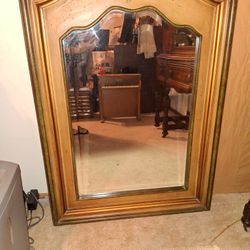 45x29.5 Gold Frame Beveled Heavy Wood Mirror From Carriage House