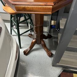 Nice Oak Checker Table Top And 2 High Chairs 