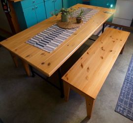 Dining Table Set with Two Benches